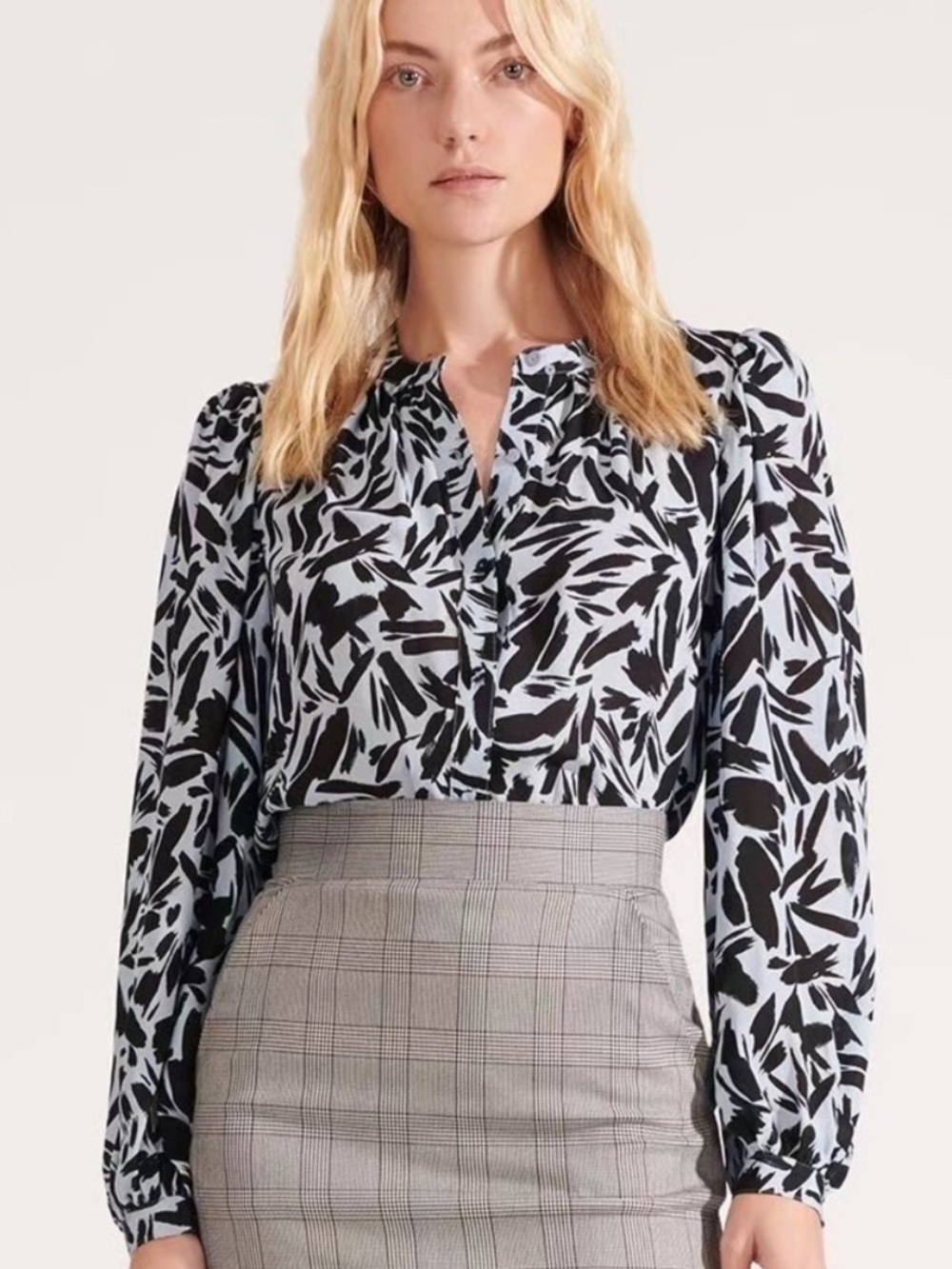 Veronica Beard | Silk Ashlynn Abstract Printed Button Down Blouse Contemporary